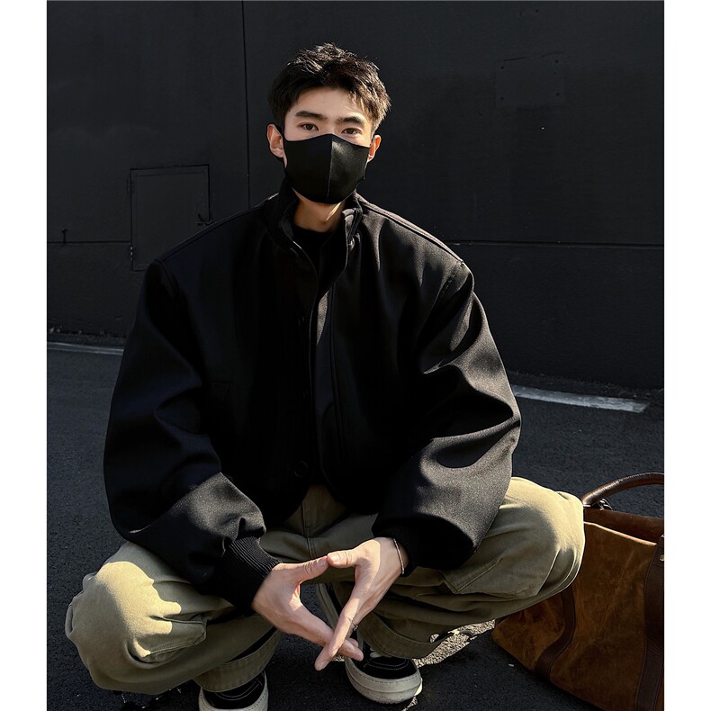 主推 美式高街立领棒球服飞行垫肩夹克短款外套男 D401 特P75图片