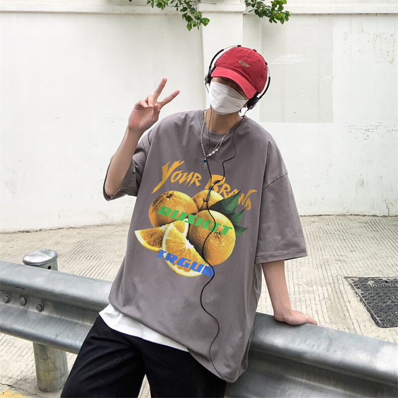 落肩袖重磅短袖t恤夏创意水果印花港风半袖上衣XZ514-2-1295-P28,男装T恤,星座514-2(原B239)