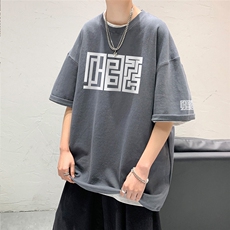 200g抖音质量夏季新款短袖T恤美式复古街头五分袖T6001P28控45，男装T恤，电商A268A