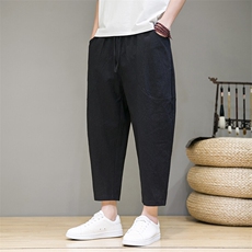 风夏薄大码宽松休闲裤九分裤棉麻裤男士哈伦裤K56P35，男装休闲裤，星座225-1