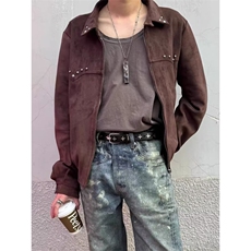 美式复古麂皮铆钉短宽外套男cleanfit巴恩风工装夹克JK2320-P75，男装夹克，星座308B-2