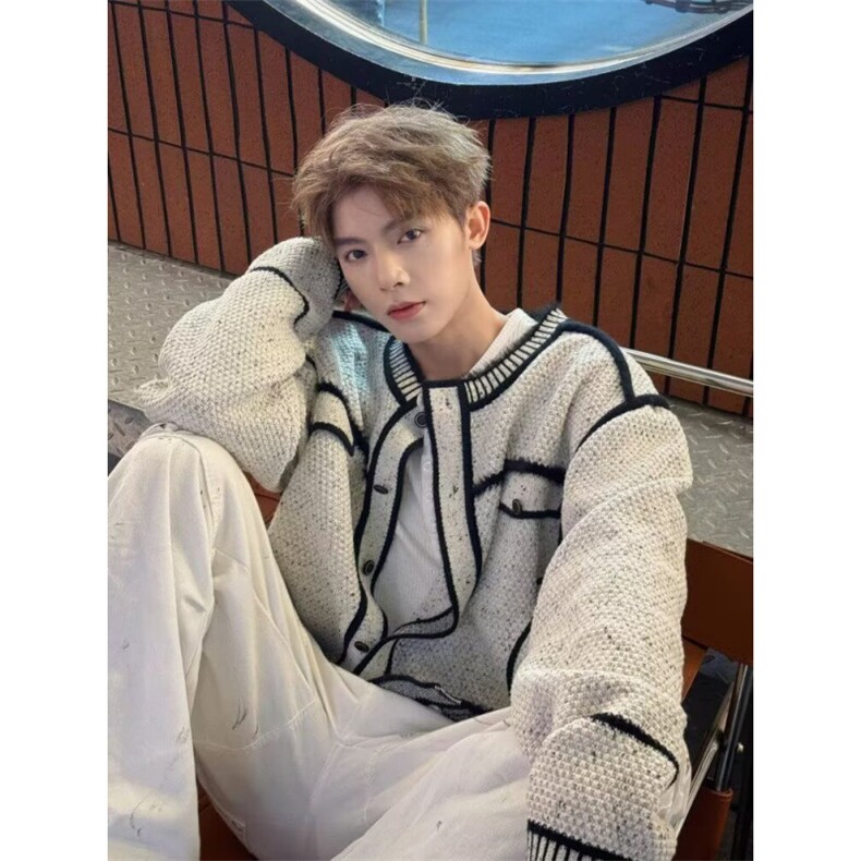 MM214-P65新款休闲慵懒风V领针织开衫毛衣，女装针织衫/毛衣，星座617A-2