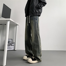 【主推现货S-4XL】水洗直筒牛仔裤男宽松长裤A080-8206-P65控88，男装牛仔裤，电商A080