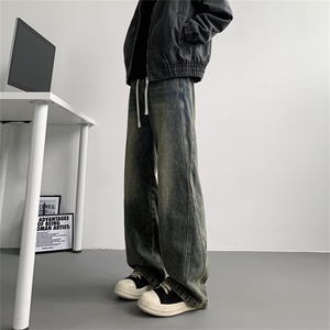 【主推现货S-4XL】水洗直筒牛仔裤男宽松长裤A080-8206-P65控88图片