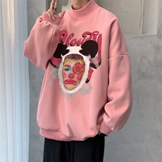 加绒加厚高领卫衣头像印花落肩袖情侣款打底衫男XZ514-2-G80-P48，男装T恤，星座514-2(原B239)