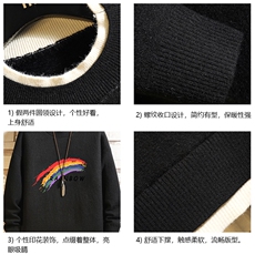 控78假两件毛衣男大码加绒针织衫男毛线衣M80064-P55加绒P70，男装针织衫/毛衣，电商A040A