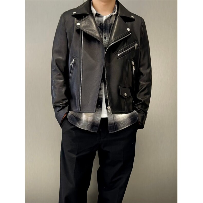 文艺简约日系秋冬仿皮斜拉链机车夹克朋克皮衣外套Y1020-P90网图，男装夹克，电商B245