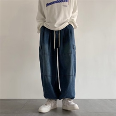 日系复古工装牛仔裤男ins潮牌宽松百搭休闲长裤直筒阔腿NK191-P45，男装牛仔裤，星座1008-2
