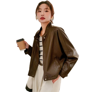现货2025秋季女装新款时尚洋气机车款小个子短款皮衣外套223-1302图片