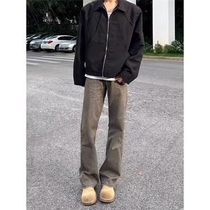 网图有货 美式复古棕色cleanfit微喇直筒牛仔裤男女 A119-P58图片