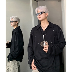 大码polo衫卫衣男秋季潮牌宽松V领翻领长袖上衣W402-P38，男装Polo衫，电商C307