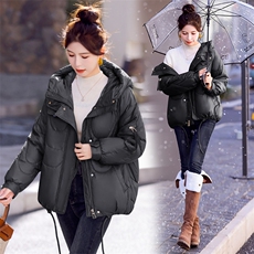 冬装新款简约时尚保暖连帽休闲棉服棉衣外套，女装棉衣/棉服，韩美纤衣