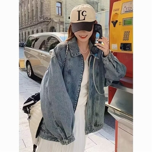 2025牛仔外套男女春季2025宽松美式高街复古翻领夹克拉链上衣潮流图片