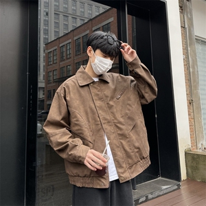 春季皮衣外套男女生同款美式复古潮牌翻领休闲夹克JK05-P95控128