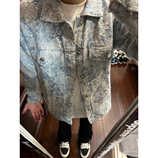 扎染刺绣牛仔外套潮牌高级感美式复古翻领夹克JK65特P78，男装工装外套，星座908-1