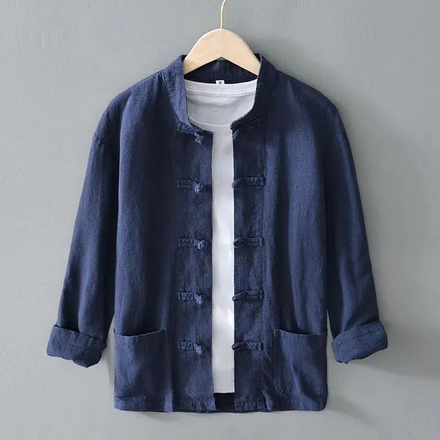 夏季风亚麻短袖唐装男复古五分袖汉服棉麻居士服大码半袖茶服,男装T恤,星座1307（原1902D）