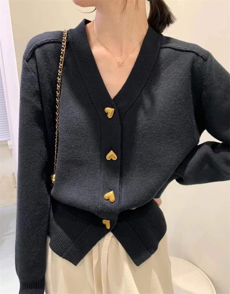 时尚百搭V领羊毛开衫女秋季新款显瘦修身针织衫,女装羊毛衫,隆格羊绒