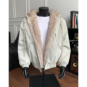 美式复古座山雕连帽棉服加厚保暖夹克宽松外套XZ514-2-25104-P128图片