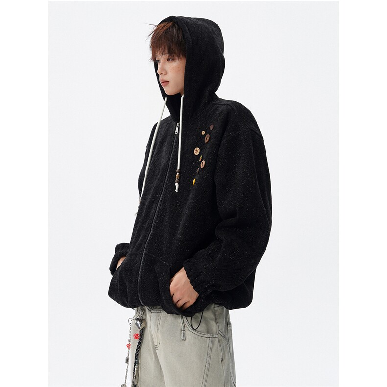 WY10193-特P52加绒特P58加厚雪尼尔满天星连帽卫衣大码外套男,女装短外套,电商A059
