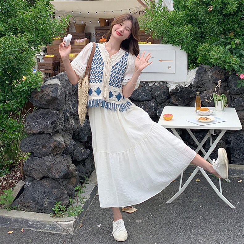 流苏针织马甲连衣裙女2025春秋新款法式温柔风初恋长裙,女装连衣裙,C位