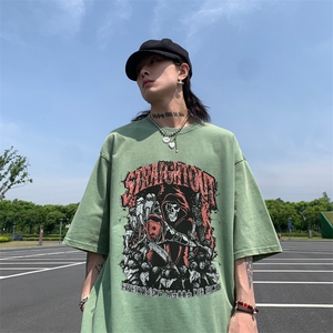 美式骷髅印花 水洗做旧 夏季无袖背心/马甲/坎肩XZ514-2-1312-P38图片