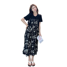 法式黑裙碎花连衣裙女2025夏季新款海边设计感气质显瘦复古吊带裙，女装套装/套裙，2C272