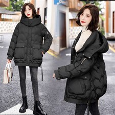 羽绒服新款2022年女装甜美可爱韩版中长款90白鸭绒带帽子时尚潮流，女装羽绒服，卡杰菲