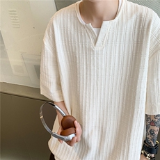 主推复古肌理感重磅短袖T恤情侣美式慵懒冰丝上衣男H958P35，男装T恤，电商A341