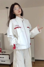 白色短款皮衣外套美式穿搭高级感机车夹克棒球服JK158特P67，男装夹克，星座908-1