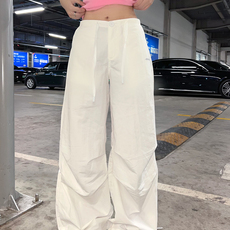 77lin美式复古抽绳褶皱工装裤女夏季新款宽松直筒阔腿休闲长裤子，男装工装外套，星座506A