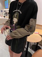 拼接袖卫衣，女装卫衣/绒衫，依多坊