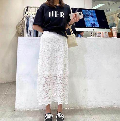 韩版蕾丝半裙，字母腰边设计，女装半身裙，AMO