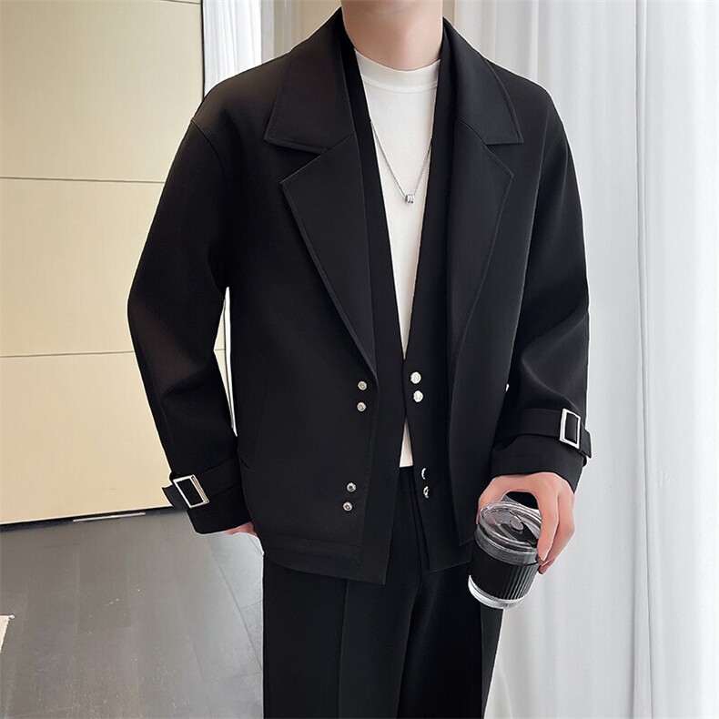 轻熟风~2025春季假两件西装领夹克外套K646/P115,男装夹克,电商B331