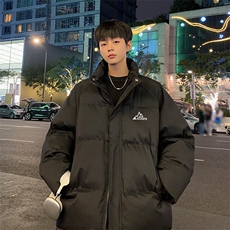 黑色立领潮牌羽绒面包服男女中性风基础款工装棉袄冬季情侣装棉衣，男装棉衣，星座715-4