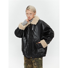 美式复古夹棉加厚皮衣外套男女痞帅情侣羊羔毛拼接皮棉服，男装皮衣，星座1210-1