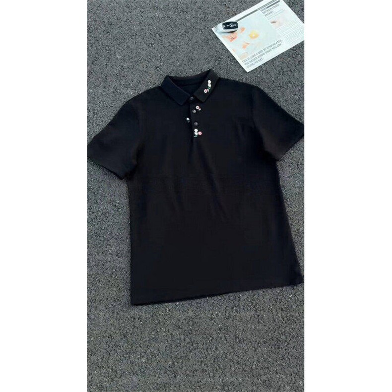 网图自家图在拍高品质刺绣碎花刺绣短袖T恤Polo衫1078-特P40,男装T恤,电商D342