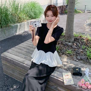 撞色上衣+半身裙两件套装2c307-8828-p135k188图片