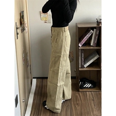 NZI99LL-P58美式复古卡其色工装牛仔裤男夏季宽松直筒阔腿裤，男装牛仔裤，星座1007（原301D）