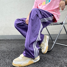 美式条纹金属质感运动裤秋季薄款坠感裤运动裤K211-1-K2345-P50，女装休闲裤，星座211-1