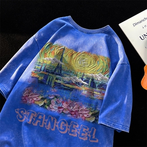 水洗做旧短袖美式复古重磅大码潮牌朋克暗黑T恤xz301B-JB5256-P35图片