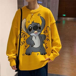 1港风圆领中性情侣潮流大码M-5XL印花加厚毛衣男7750P55加绒P70图片