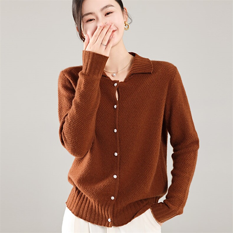 35%羊绒衫秋冬季新款舒适时尚百搭女式宽松长袖羊绒开衫,女装羊绒衫,琳尚羊绒