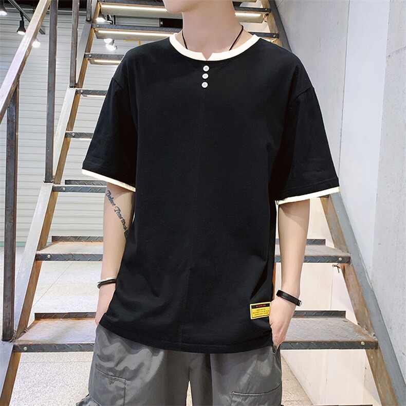 有报告男士夏季短袖T恤青少年半袖拼色上衣服 DS429T图片