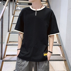 有报告男士夏季短袖T恤青少年半袖拼色上衣服DS429T，男装T恤，电商A102
