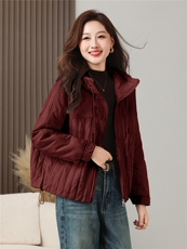 棉服女时尚拼接纯色简约百搭时尚防风保暖外套，女装棉衣/棉服，芙芮