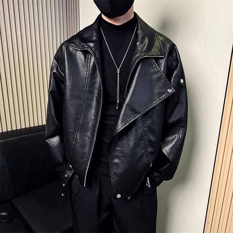 高端美式PU皮男士秋季宽松休闲夹克外套A368-P6606-P138，男装皮衣，电商A368