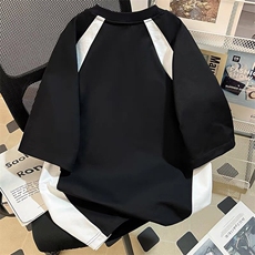 300克得物重磅100纯棉宽松撞色结构感光板短袖T恤男RH5028-特P32，男装T恤，星座610B-1