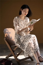 丨一笔丹青落江南丨水墨印花连衣裙/中长裙25年夏新款，女装连衣裙，梦白服饰厂