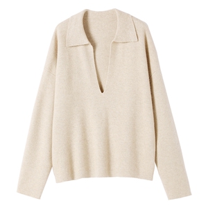 2024秋季新款POLO领35%羊绒衫宽松舒适图片