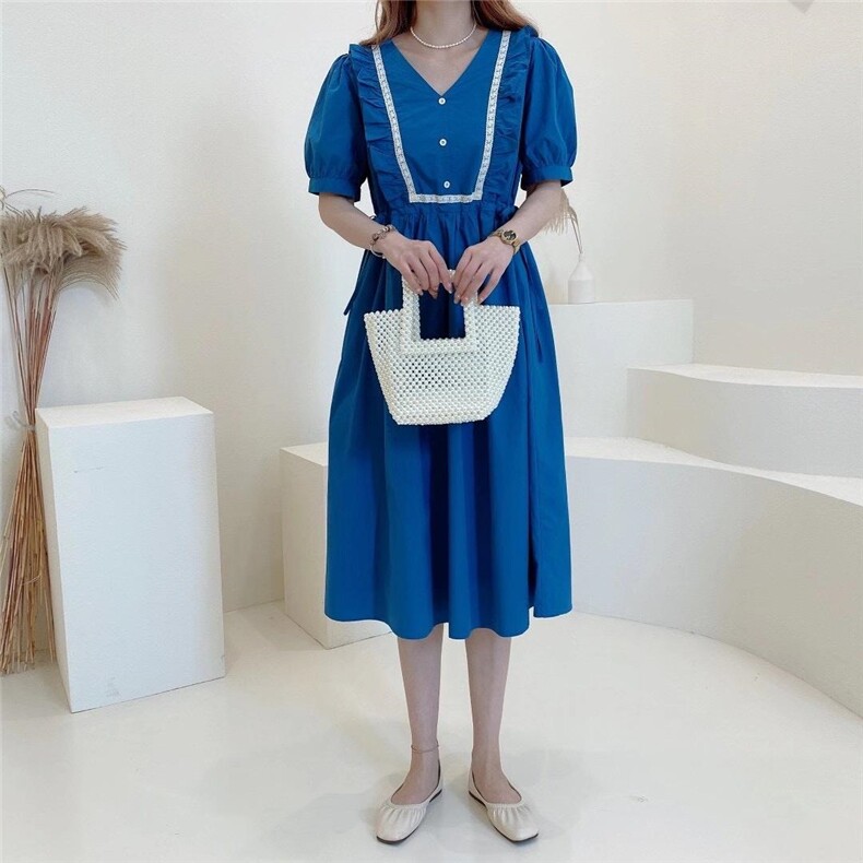 棉布连衣裙，女装连衣裙，左播